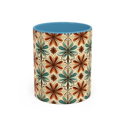 Boho Retro Floral Mug 11oz 15oz | Vintage Coffee Cup | Fun Colorful Kitchen Gift