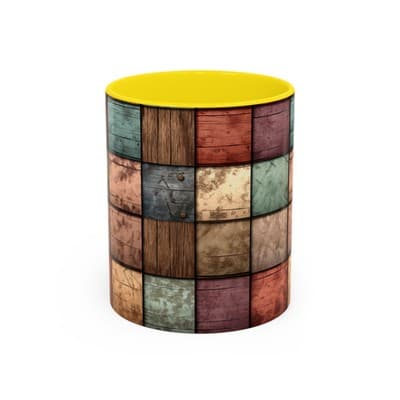 Rustic Patchwork Coffee Mug 11oz 15oz | Vintage Home Gift | Cozy Country Cup
