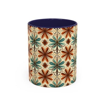 Boho Retro Floral Mug 11oz 15oz | Vintage Coffee Cup | Fun Colorful Kitchen Gift