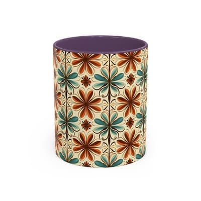 Boho Retro Floral Mug 11oz 15oz | Vintage Coffee Cup | Fun Colorful Kitchen Gift