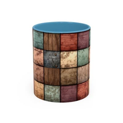 Rustic Patchwork Coffee Mug 11oz 15oz | Vintage Home Gift | Cozy Country Cup