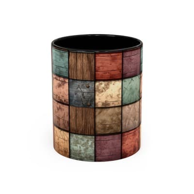 Rustic Patchwork Coffee Mug 11oz 15oz | Vintage Home Gift | Cozy Country Cup