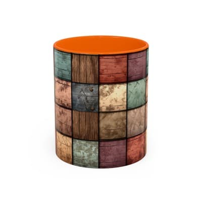 Rustic Patchwork Coffee Mug 11oz 15oz | Vintage Home Gift | Cozy Country Cup