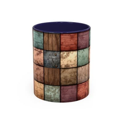 Rustic Patchwork Coffee Mug 11oz 15oz | Vintage Home Gift | Cozy Country Cup