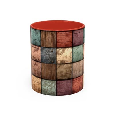 Rustic Patchwork Coffee Mug 11oz 15oz | Vintage Home Gift | Cozy Country Cup