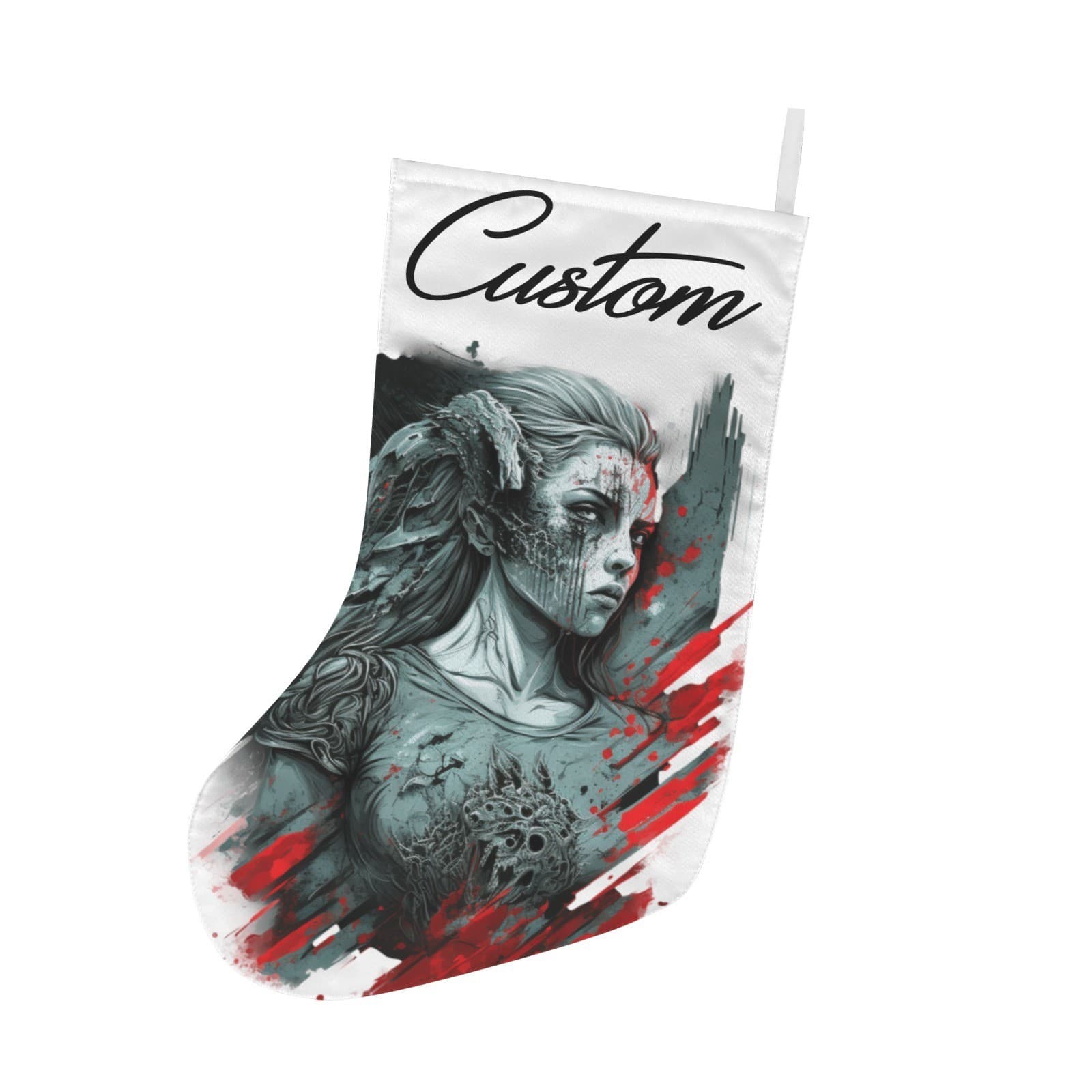 Custom Gothic Woman Christmas Stocking • Dark Fantasy Horror Art • Personalized
