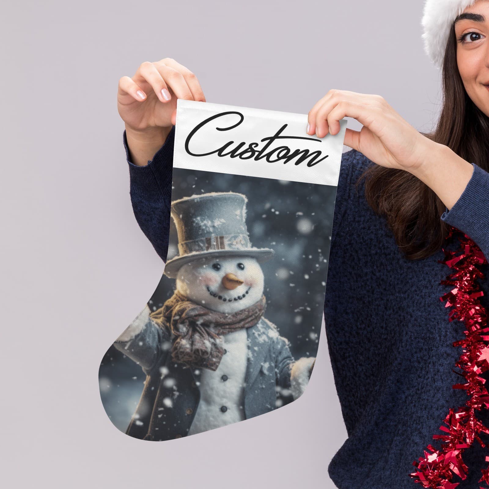 Custom Snowman Christmas Stocking • Vintage Snowman Decor • Personalized Holiday