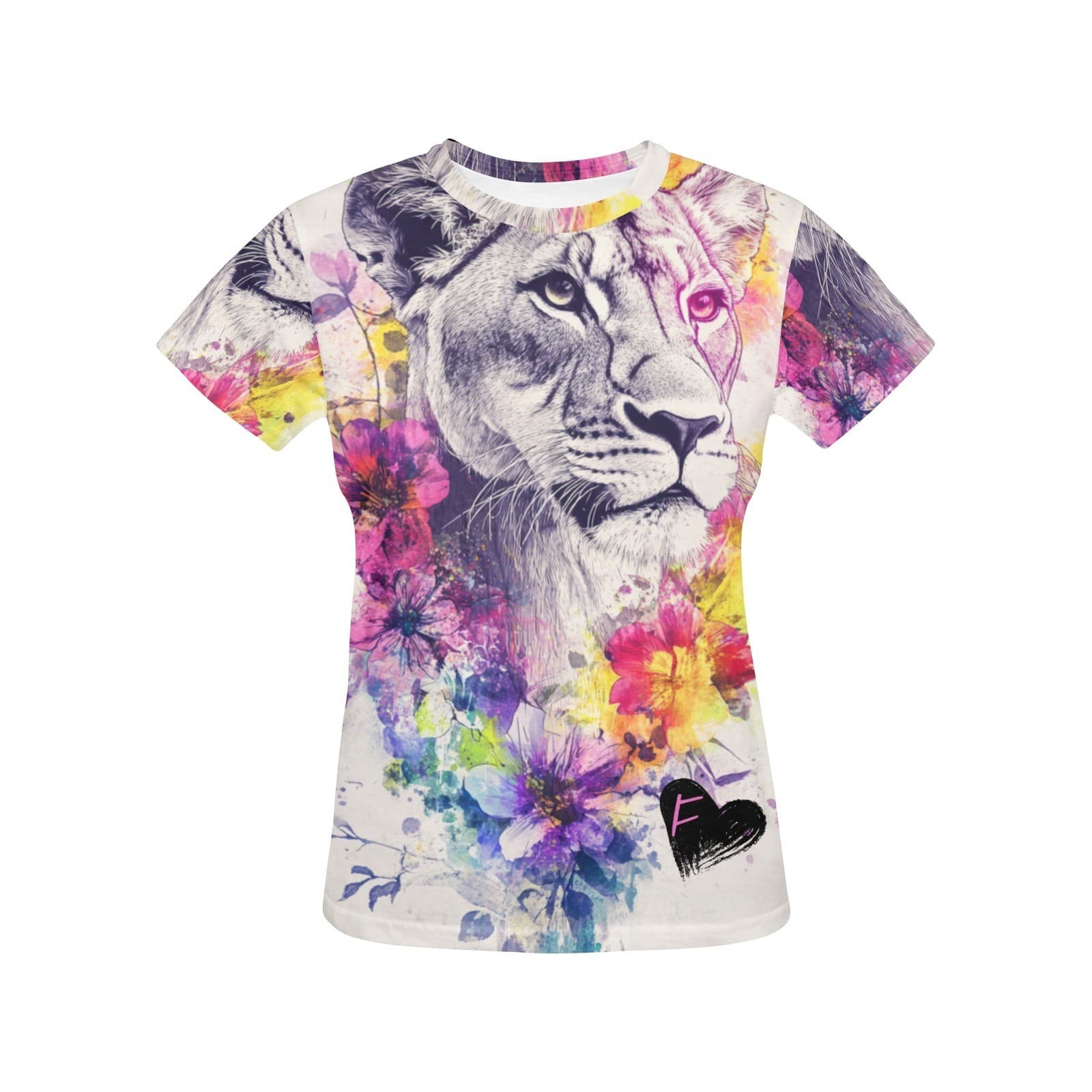 Feral Miss Lion & Floral Tee – Bold Graphic Shirt for Women | XS–4XL USA Made