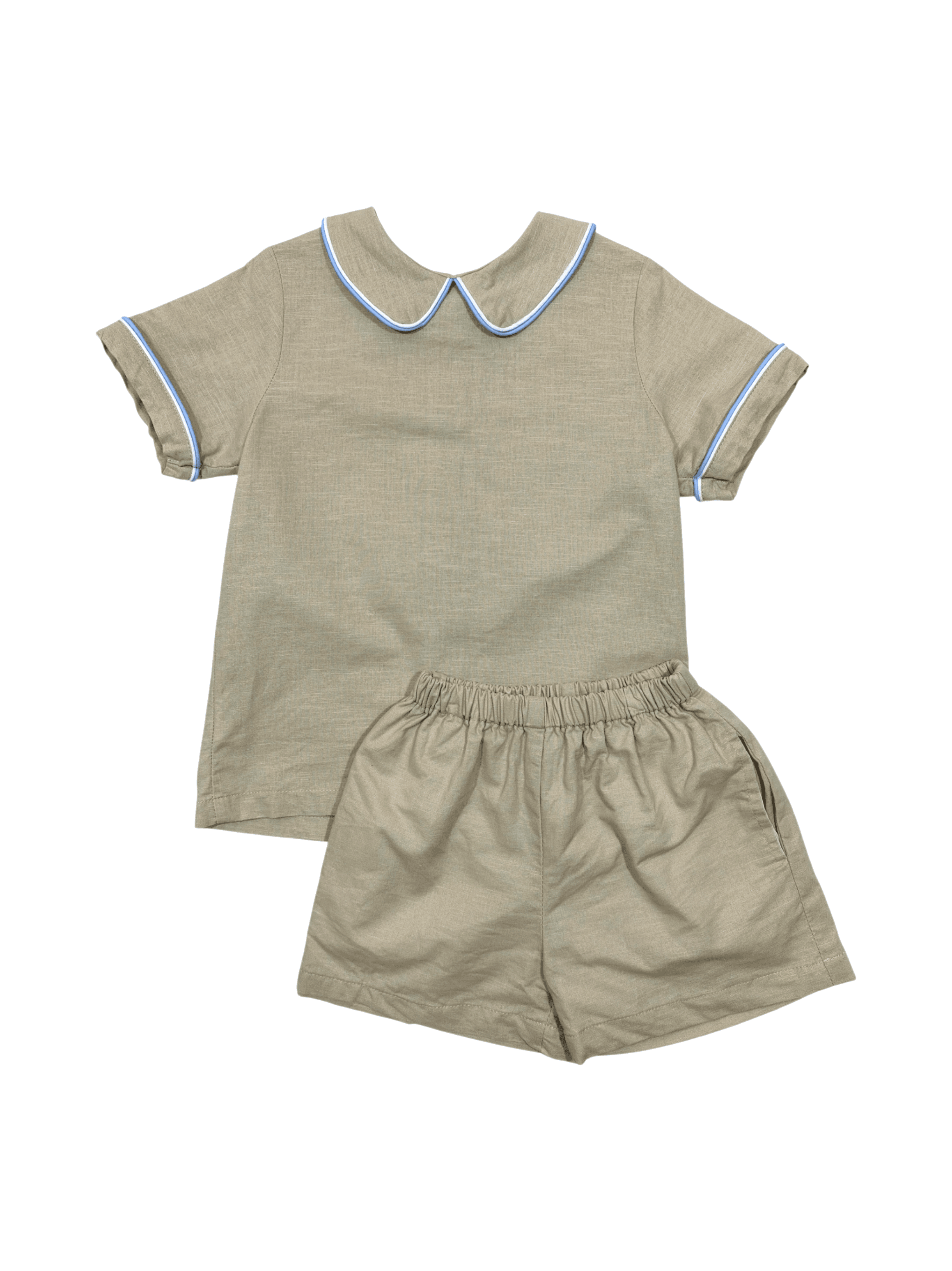 The Oaks boys size 6 Beige Short Sleeve Button-Up Shirt with Piping