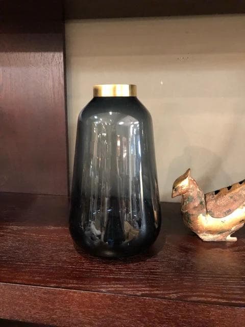 *NEW* Medium Denim Glass and Metal Vase