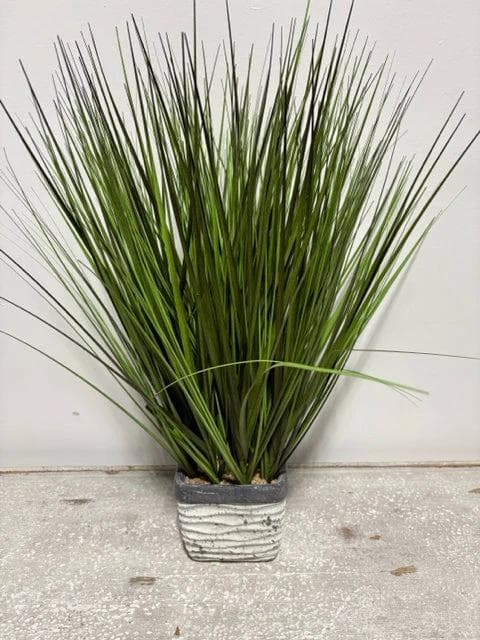 Faux Grass In Cream And Grey Pot