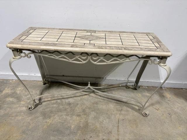 Iron Sofa Table With Faux Marble Top