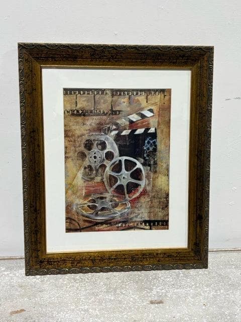 Film Reels in Gold Frame Wall Decor