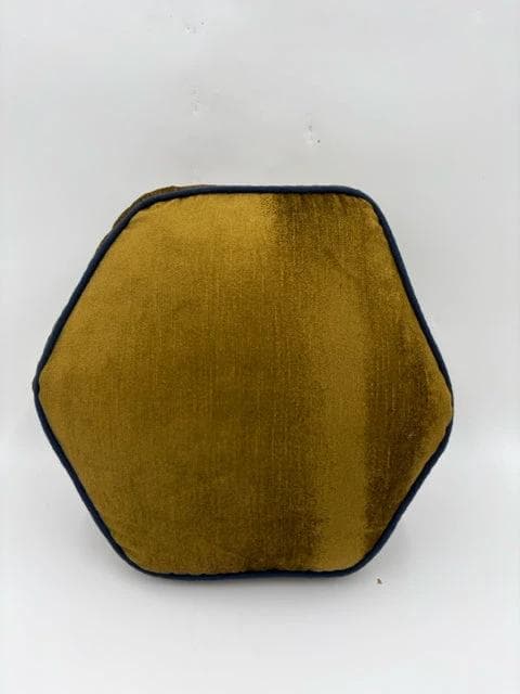 Gold And Blue Velvet Hexagonal Pillow