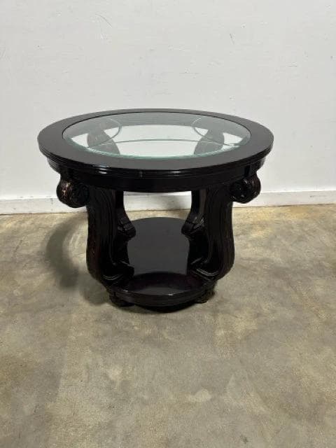 Round Dark Wood End Table(AS IS)