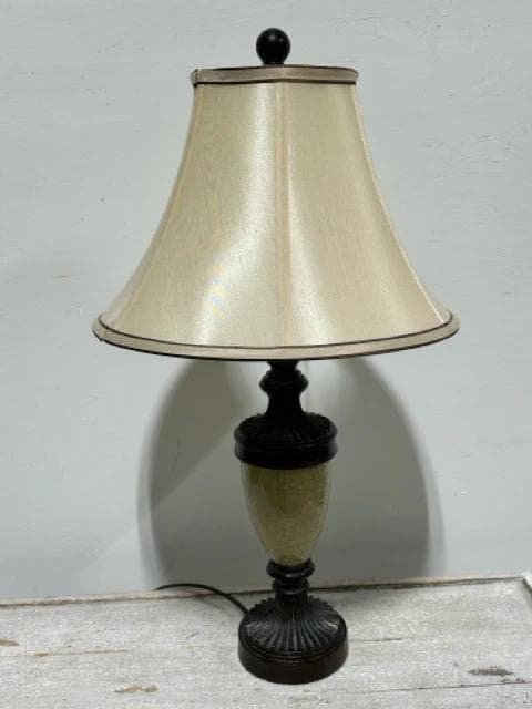 Crackled Base Table Lamp with Silk Shade