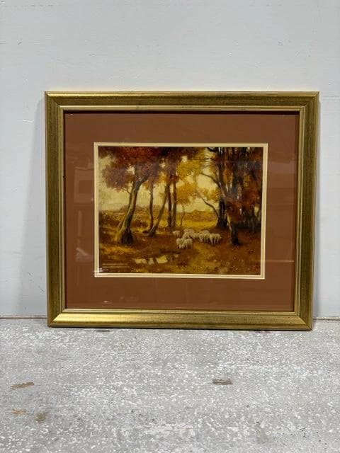 Sheep Pasture Landscape Gold Framed Print By Eanger Irving Couse