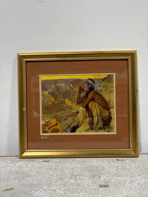 Crouching Canyon Gold Framed Print By Eanger Irving Couse