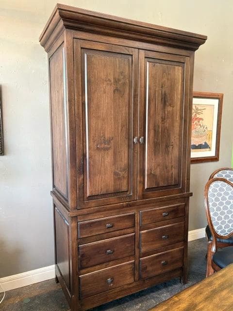 Custom Clotia Two Door Wooden Armoire With 6 Drawers