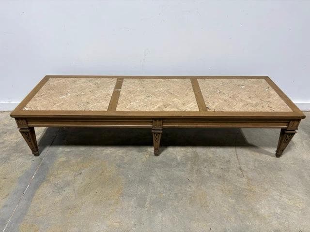 Rectangular Coffee Table With Travertine Inlay Top