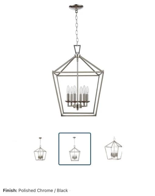 *NEW*Trans Globe 6 Light Polished Chrome & Black Finish Chandelier