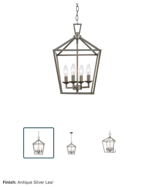 *NEW*Trans Globe 4 Light Silver Leaf Finish Chandelier