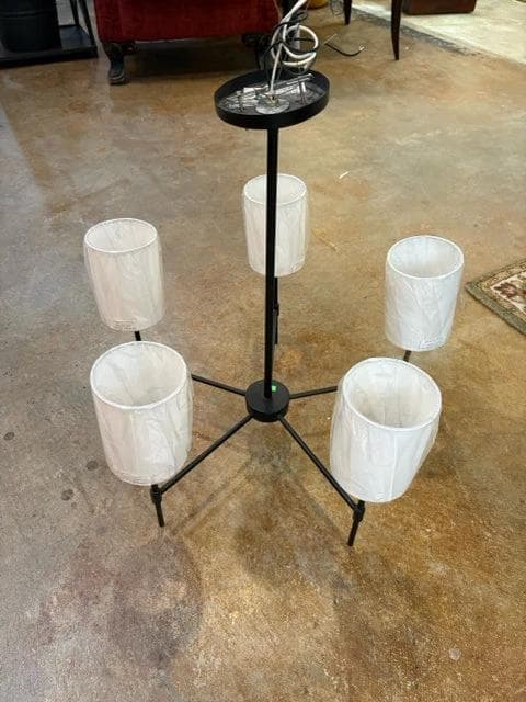 Black 5 Light Chandelier with Shades AS IS