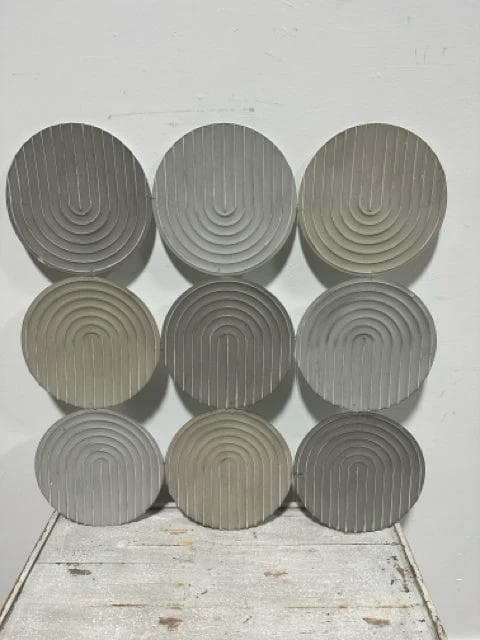 Taupe, Grey And Cream Round Metal Wall Hanging