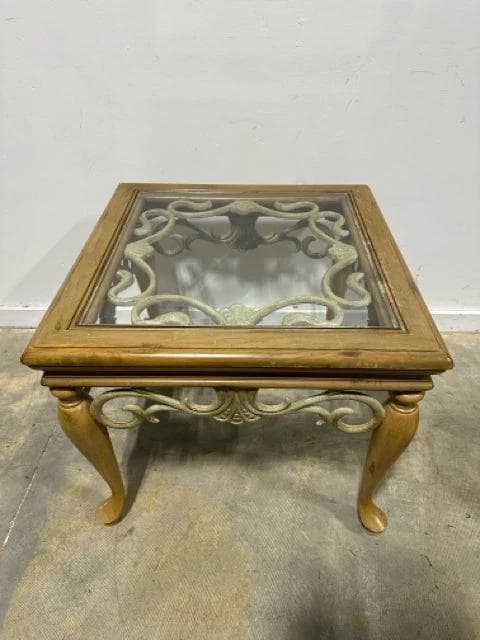 Metal And Wood Square Accent Table