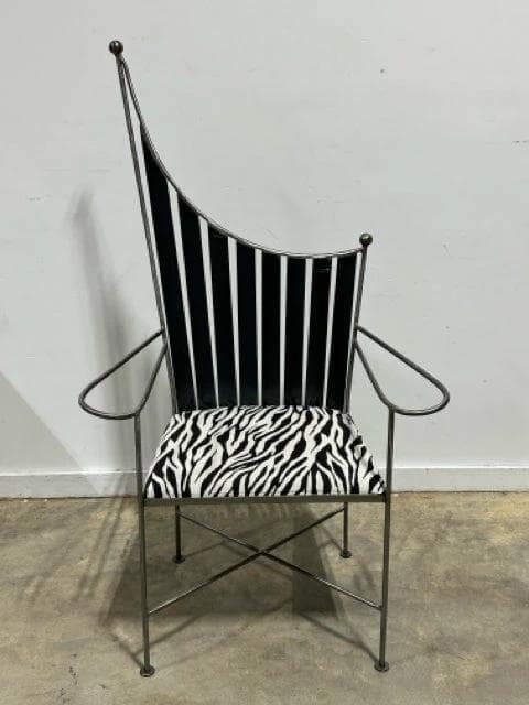 Custom Iron Chair With Zebra Print Upholstery