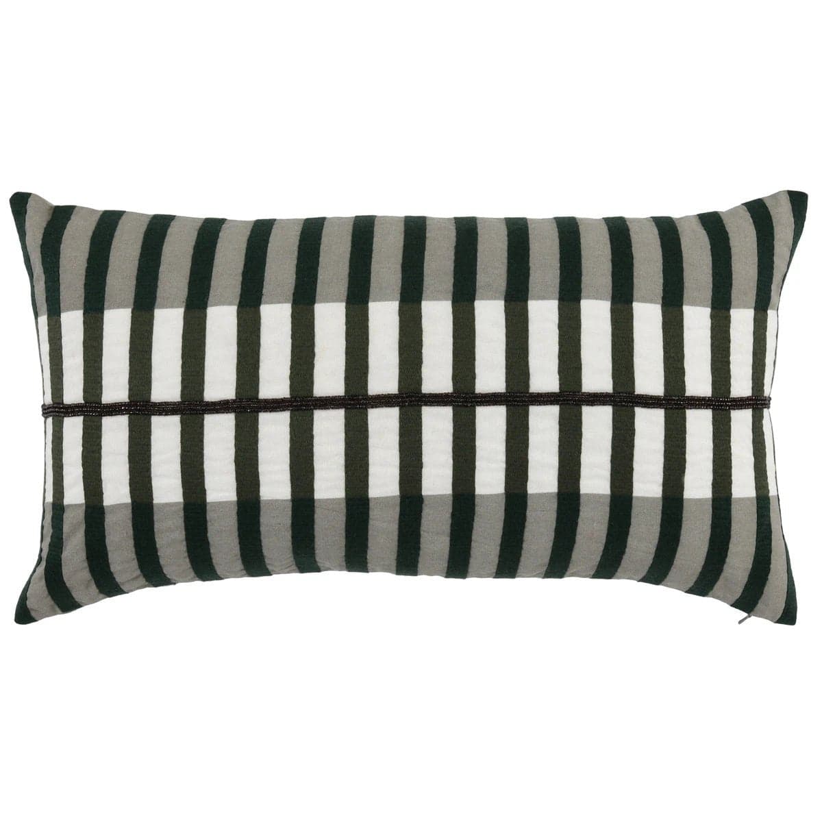 *New* Green and White Pillow with Beading