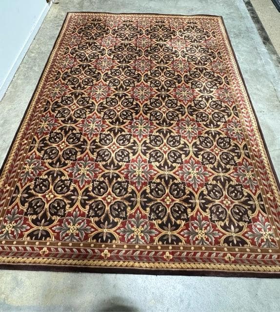 9'6"X 13'6" Ibiza Coffee & Red Wool Area Rug