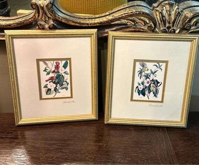 Set of 2 Framed Lithographs "Birds of the Carolinas" by Cherrie Nute