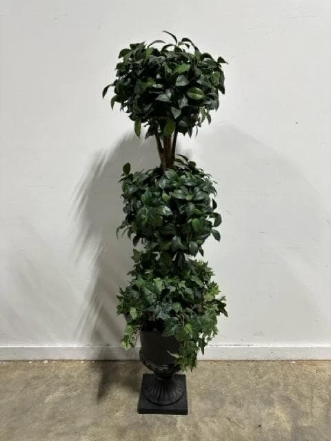 Faux Ivy Topiary in Metal Planter