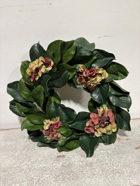 Magnolia Leaf & Hydrangea Wreath
