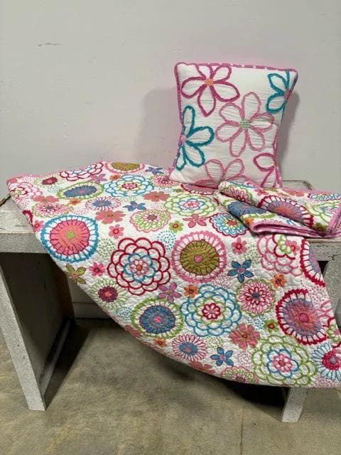 Full/Queen Pink Floral Bedding Set