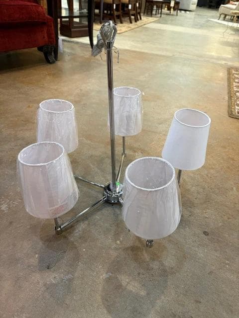 Safavieh Dortra Chrome 5 Light Pendant with Shade AS IS