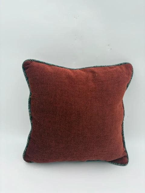 Rust Pillow With Blue Cording