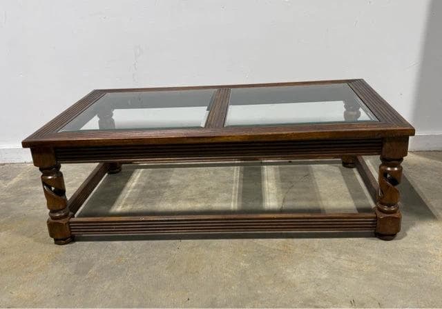 Wood And Glass Barley Twist Rectangular Coffee Table
