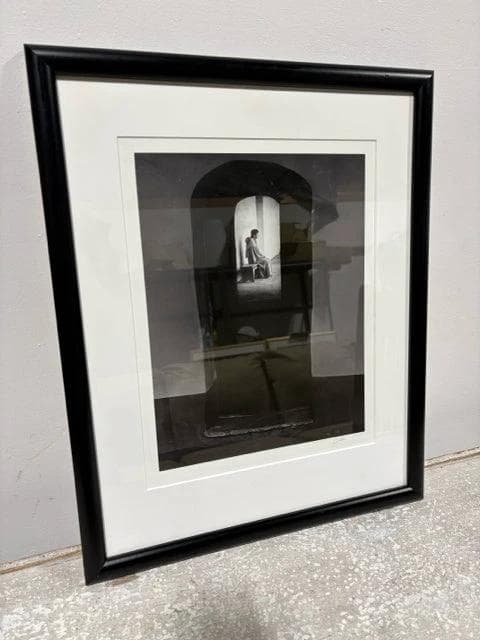 Black And White Framed Monk Photograph By Duke Caldwell