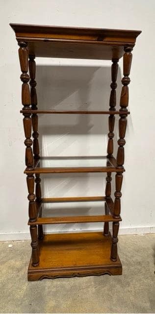 Wooden Bookshelf with 5 Glass Shelves