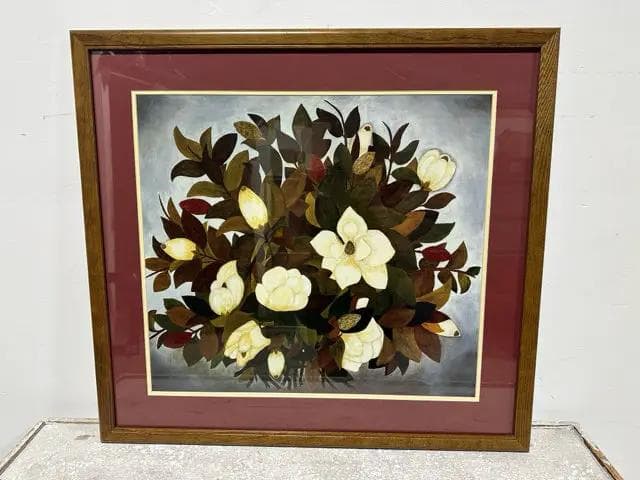 Magnolia Floral Artwork In Wooden Frame