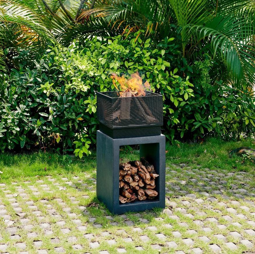 *NEW* Outdoor Rectangular Wood Burning Faux Stone Fire Pit