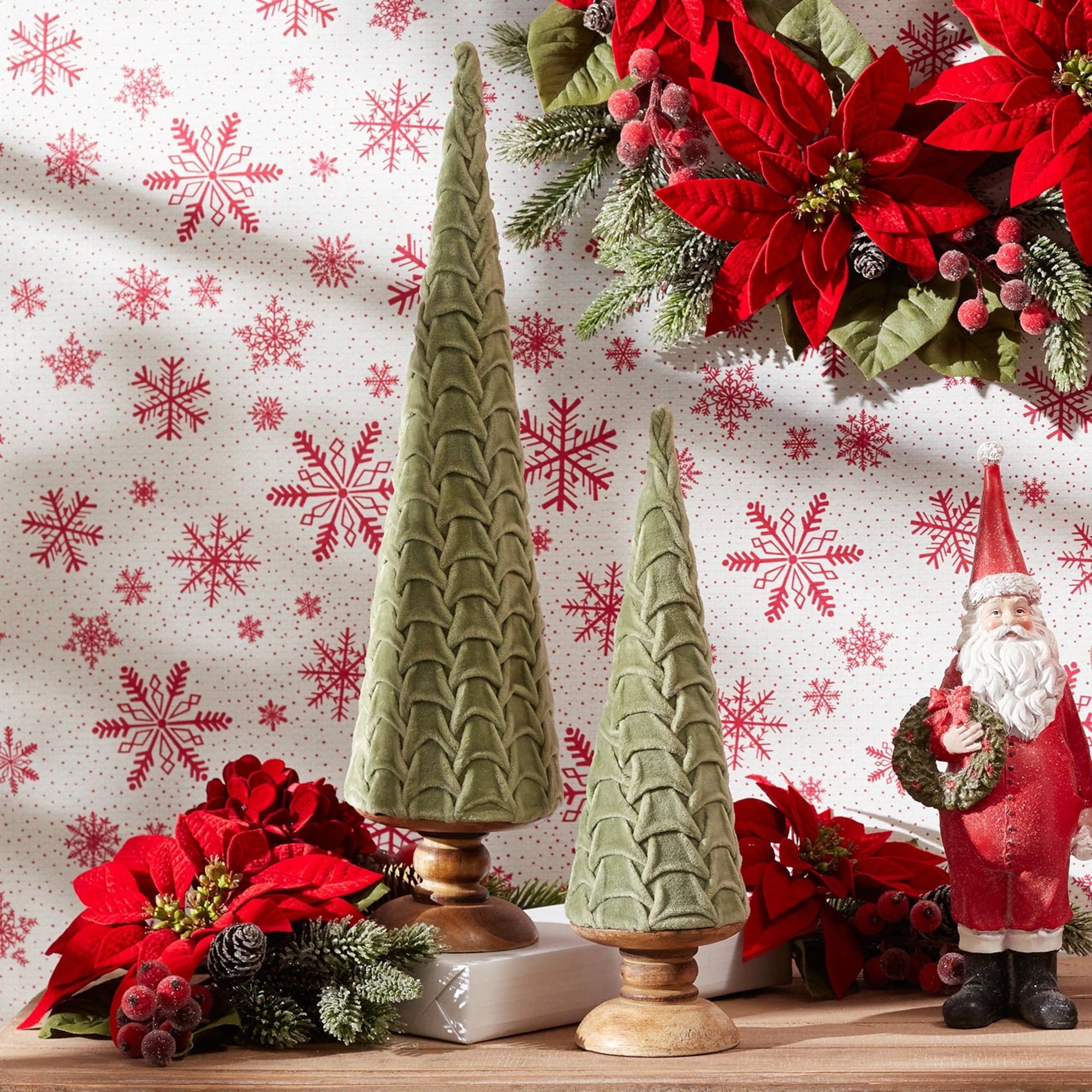 *NEW* Set of 2 Light Green Velvet Trees