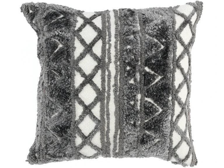 *NEW* Ivory and Gray Embroidered Textured Pillow