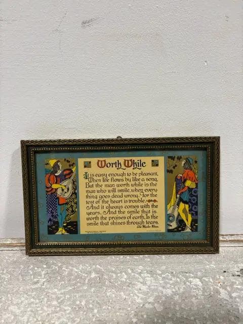 Vintage "Worthwhile" Framed Poem Print