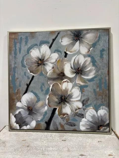 White Floral Canvas Framed Artwork