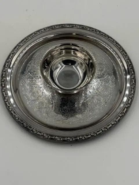 Oneida Silver Tray With Attached Dip Bowl