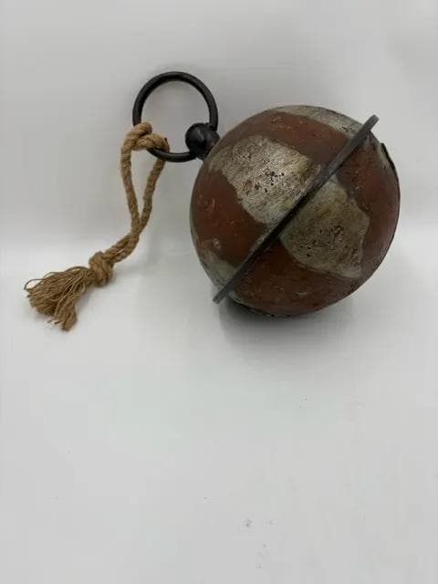 10" Rnd Antique Metal Bell on Rope