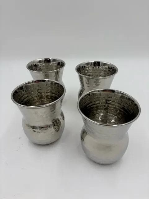 Set Of 4 Napa Style Double Wall Hand Hammered Tumblers